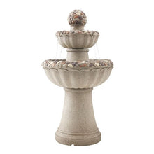 2-Tier Rock Water Fountain 36.5" Floor Standing with Pump Indoor/Outdoor Garden Decor