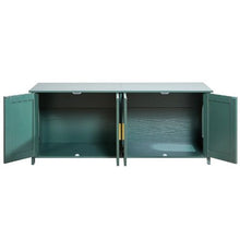47.2-Inch Cat Litter Box Enclosure Hidden Cabinet with 4 Doors & 2 Entries Kitty House Side Table Fits Most Litter Boxes (Green)