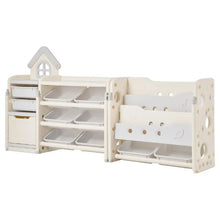 Kids Toy Storage & Bookshelf Organizer (Gray/Beige)