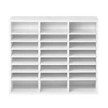 24-Compartment Literature Organizer with Adjustable Shelves Wooden MDF Mailbox Sorter (White)