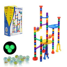 110-Piece Marble Run Set, Glow-in-the-Dark & Glass Marbles, STEM Race Track Toy for Kids