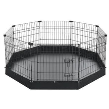 Dog Playpen 24" 8-Panel Foldable Metal Pet Fence with Door & Pad (Black)