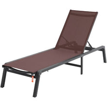 Outdoor Chaise Lounge Chairs, Aluminum, 5 Adjustable Positions – (Brown) Pack of 2