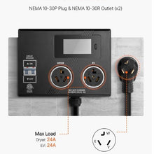 NEMA 10-30P Splitter with Dual 10-30R Receptacles for Dryer & EV Charging