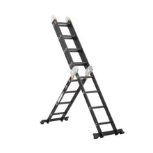 7-In-1 Folding Ladder 15.5 FT Extension Ladder A-Frame 4-Step Telescoping Ladder with Scaffolding Plank 330 LB Capacity
