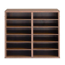Wood Literature Organizer 12 Compartments Adjustable Shelves Countertop File Sorter (Brown)