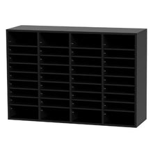 36 Compartments Wood Literature Organizer with Removable Shelves Mailboxes Slot for Office Home Classroom (Black)