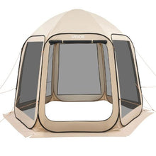 10 x 9.2 ft Pop-Up Screen Tent 4–8 Person Screened Canopy Shelter with Netting Sides Stakes & Carry Bag – (Beige)