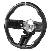 Ford Mustang Steering Wheel 2010–2014 Carbon Fiber Flat-Bottom Design Non-Slip Leather Grip (Black)