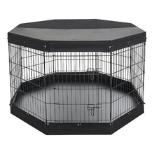 Dog Playpen 36" 8-Panel Foldable Metal Fence with Door Cover & Pad (Black)