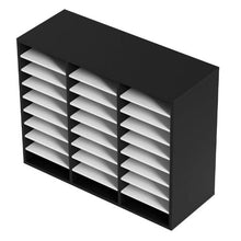 27-Compartment Wood Literature Organizer with Adjustable Shelves MDF Mail Center (Black & White)