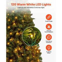 Prelit Artificial Xmas Christmas Tree and 120 Warm LED Lights with 8 Light Modes Metal Stand (4FT)
