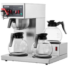 12-Cup Commercial Drip Coffee Maker with 3 Glass Carafes & Warmer Plates – Stainless Steel Brewer for Restaurant Office & Cafe
