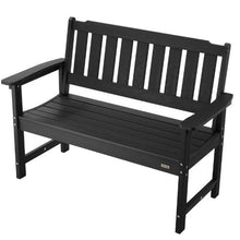 50.5-Inch Outdoor Bench 800 lbs Capacity Weatherproof Plastic Frame with Backrest and Armrests – Ideal for Patio Garden Yard Black