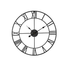 Wall Clock 24" Roman Numeral Wall Clock, Silent Battery Operated Round Clock (Black)