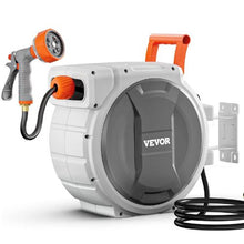145 ft Retractable Garden Hose Reel 1/2" Wall Mounted Hose Reel with 9-Pattern Nozzle & 180° Swivel Bracket