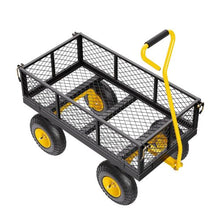 500 LBS Steel Garden Cart Heavy-Duty Wagon with 10" All-Terrain Tires & Removable Mesh Sides