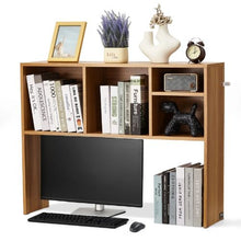 Desktop Bookshelf 1-Tier Storage Rack with Anti-Slip Feet (Wood Color)