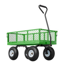 900 LBS Steel Garden Cart Heavy-Duty Wagon with 10" Tires & Removable Mesh Sides