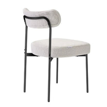 Boucle Dining Chairs with Curved Backrest and Black Metal Legs for Dining Table&Kitchen Table (Set of 2)