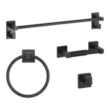 Matte Black 4-Piece Stainless Steel Bathroom Hardware Set, 24-inch Towel Bar Towel Ring, Robe Hook Toilet Paper Holder Wall Mounted