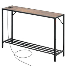 41.7" Narrow Sofa Table with Charging Station Metal Frame