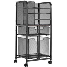 6-Tier Rolling File Cart with Drawers Under-Desk File Organizer 45 lbs Capacity (Black)