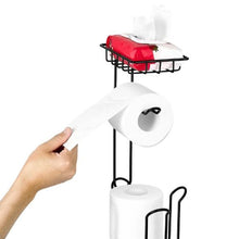 3-in-1 Free-Standing Toilet Paper Holder with Shelf (Matte Black)