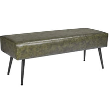 Green PU Leather Bedroom Bench Stitched Upholstery Metal Legs