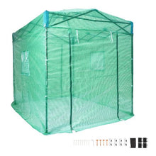 8.7 x 6 x 7.6' Ft High Strength PE Cover with Doors and Windows and Powder-Coated Steel Frame Pop Up Greenhouse WGH-8692-PE-75
