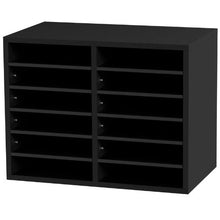12 Compartments Wood Literature Organizer with Removable Shelves Mailboxes Slot for Office Home Classroom