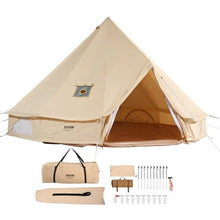 3m Canvas Bell Tent – 4 Season Yurt Tent with Stove Jack for 4 Person Camping