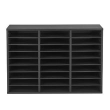 27-Compartment Literature Organizer with Removable Shelves Wooden Mailbox Sorter (Black)