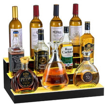 20 Inch 3 Tiers LED Lighted Liquor Bottle Display with RF Remote & App Control for 15 Bottles