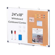 24" x 18" Whiteboard & Cork Board Combo with Aluminum Frame – 2-in-1  for School Office