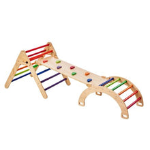 5-in-1 Pikler Triangle Set – Large Colorful Wooden Montessori Climbing Gym with Ramp & Arch (1–3 Years)