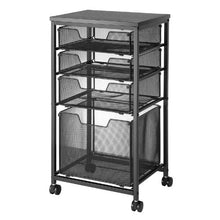 Rolling File Cart 4-Tier Filing Cabinet with Wheels 45 LBS Capacity (Black)