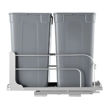 Pull-Out Trash Can 35 QT x2 Double Under Mount Bin with Soft Close Slide & Door Kit for Kitchen Cabinet (Grey)