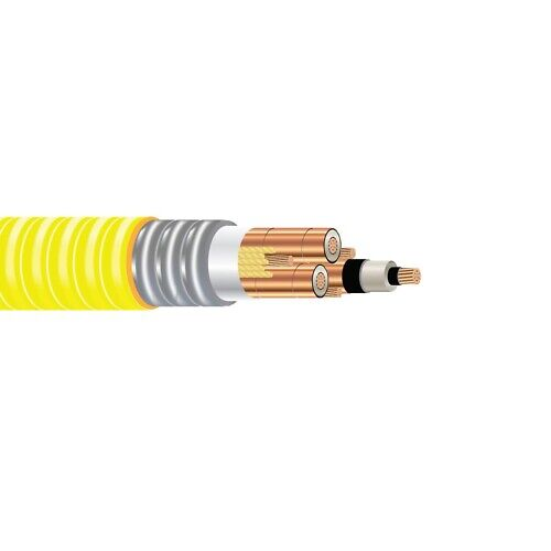 1/0 AWG 3C MV-105 Interlocked Armored Power Cable 5kV/8kV PVC Yellow Jacket