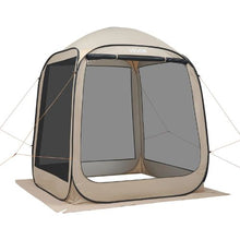 6 x 6 ft Pop-Up Screen Tent, 4–6 Person Screened Canopy Shelter with Netting Sides Stakes & Carry Bag – (Beige)