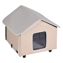 Elevated Heated Cat House with Timer Foldable Outdoor Shelter Heated Pad for Winter Brown (Medium)