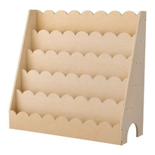 5-Tier Montessori Bookshelf Scalloped Front Facing Toddler Bookcase with Dual Hooks