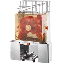 120W Commercial Orange Juicer Machine Automatic Citrus Juicer 20 Oranges/Min Stainless Steel with Filter Box & Peel Buckets