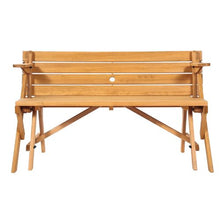 2-in-1 Foldable Picnic Table & Bench Set Transforming Wooden Outdoor Table with Umbrella Hole Portable (Brown)