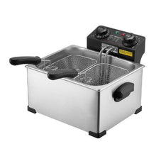 Commercial Electric Deep Fryer 1700W 9.51Qt Stainless Steel with Large & Small Baskets Temp Control & Timer (Silver)