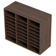24-Compartment Literature Organizer with Adjustable Shelves Wood Mailbox Sorter EPA Certified (Brown)