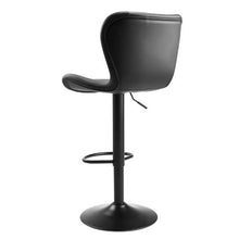 Modern PU Leather Bar Stool Set with Back and Footrest Height Adjustable for Kitchen Dining Room (Black)