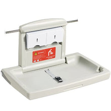 Baby Changing Station Wall Mounted Foldable Horizontal Diaper Table with Safety Straps Hanging Rod & Storage for Daycare & Public Bathrooms