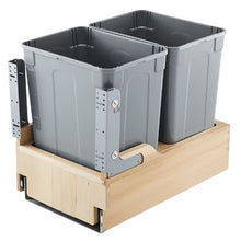 Wood Pullout Trash Can 35 QT x2 with Soft Close Sliding System & Door Kit