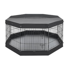 Dog Playpen 30" 8-Panel Foldable Metal Fence with Door Cover & Pad Black